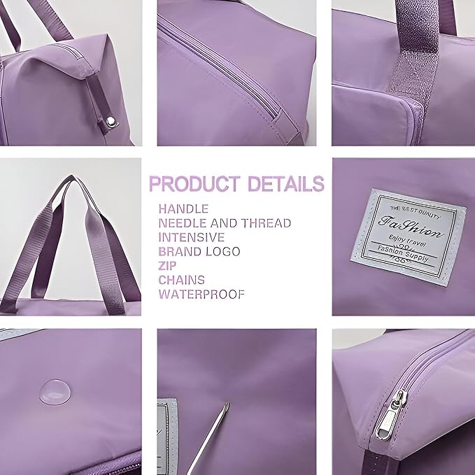 Travel Duffle Bag for Women – Wheeled Foldable Luggage with Handle, Large Rolling Handbag for Personal Items, Weekend Trips, Gym & Cabin Carry-On Travel Companion ((Purple)-01)