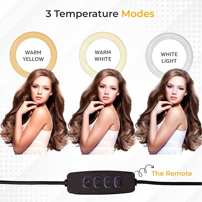 Ring Light - Professional (12 Inch) LED Ring Light with 7 Feet Tripod Stand for Mobile Phones & Camera, 3 Temperature Mode Dimmable Lighting, Photo-Shoot, Video Shoot, Makeup &
