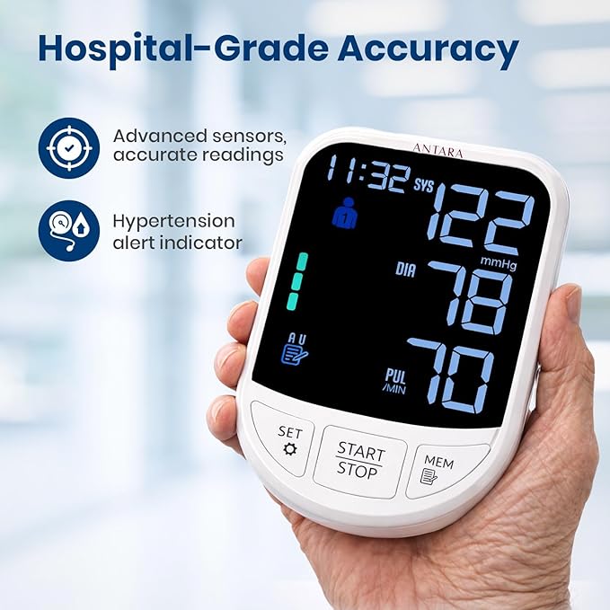 Antara AGEasy (Max Group) Automatic BP Monitor | Digital Blood Pressure Machine | Large 4.7” LED Display | Clinically Accurate | 2 Users Memory (180 Readings) | Adjustable Arm Cuff