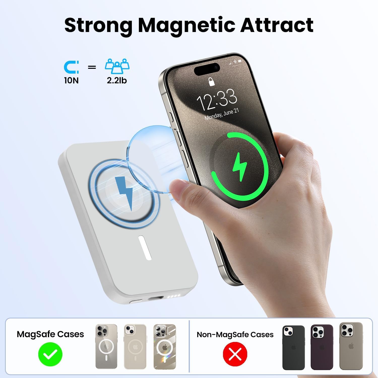 Power Bank - Mag-Safe 3000Mah Wireless Power Bank,22.5W Wired & 15W Wireless Fast Charging Powerbank with USB Type C Port,Compatible with iPhone 17/16/15/14/13/12 Series,Android & Other Qi Enabled Phones