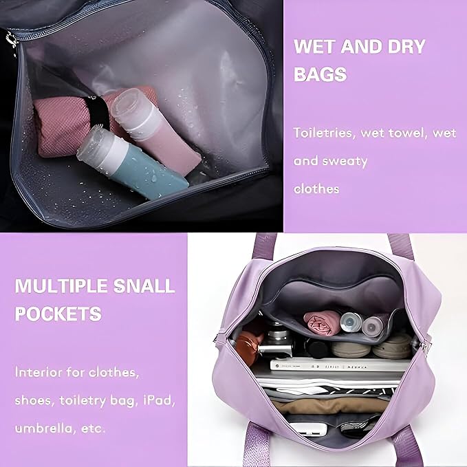 Travel Duffle Bag for Women – Wheeled Foldable Luggage with Handle, Large Rolling Handbag for Personal Items, Weekend Trips, Gym & Cabin Carry-On Travel Companion ((Purple)-01)