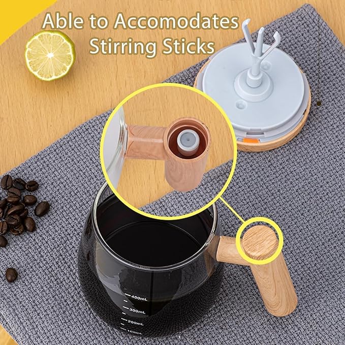 Home Dine Well Self-Stirring Electric Mixing Cup with High Borosilicate Glass,Rotating Coffee Mug for Office and Travel, Coffee, Milk, 400ml, Glass Mug Perfect for Birthday, Valentines Day
