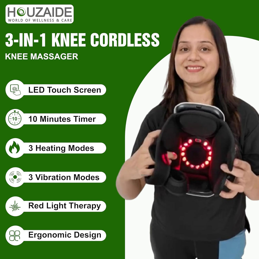 Smart Knee Massager for joint pain relief- Physiotherapy for Arthritis Pain, Cramps, Knee Pain Relief, Knee Heat Therapy with Orthozen Roll-on | Gift for Mother