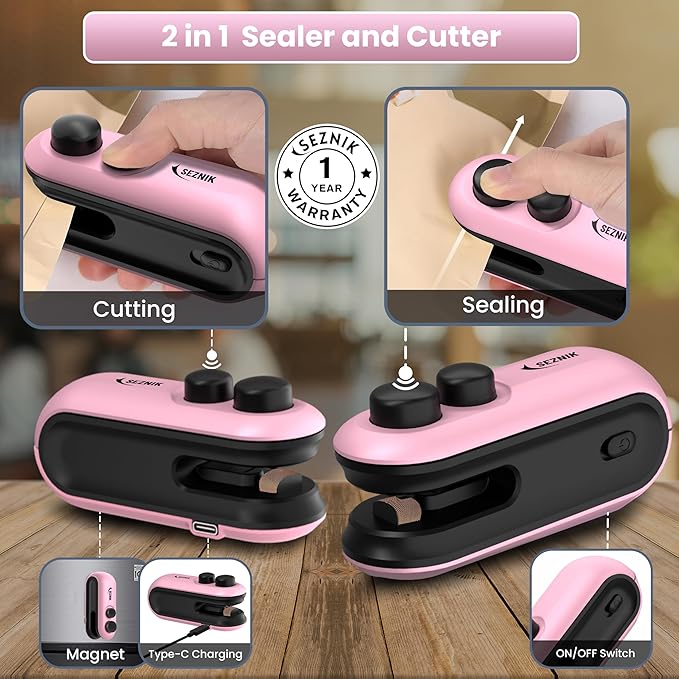 Portable Mini Sealing Machine, Handheld Packet Sealer for Food, Snacks, Chips, Fresh Storage, Plastic Bags Sealing Machine