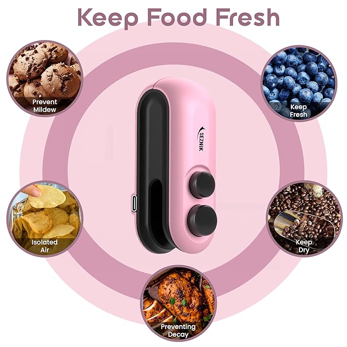 Portable Mini Sealing Machine, Handheld Packet Sealer for Food, Snacks, Chips, Fresh Storage, Plastic Bags Sealing Machine