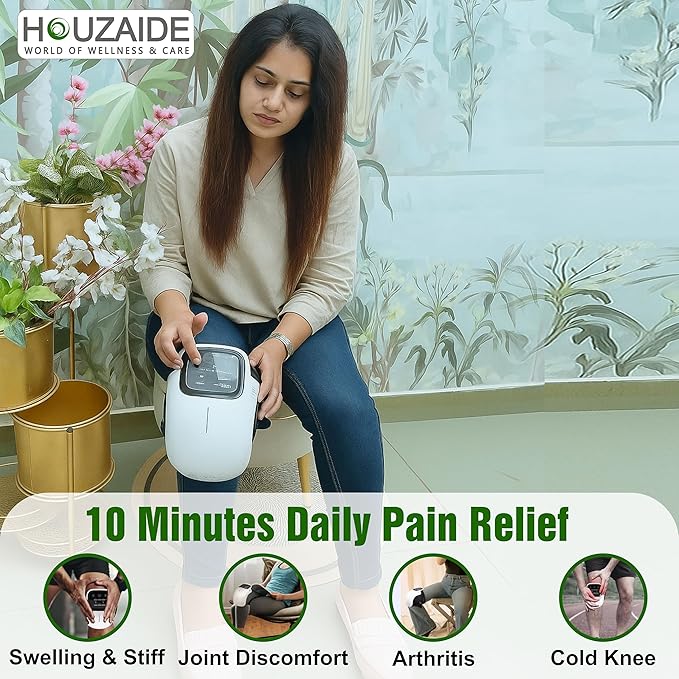 Smart Knee Massager for joint pain relief- Physiotherapy for Arthritis Pain, Cramps, Knee Pain Relief, Knee Heat Therapy with Orthozen Roll-on | Gift for Mother