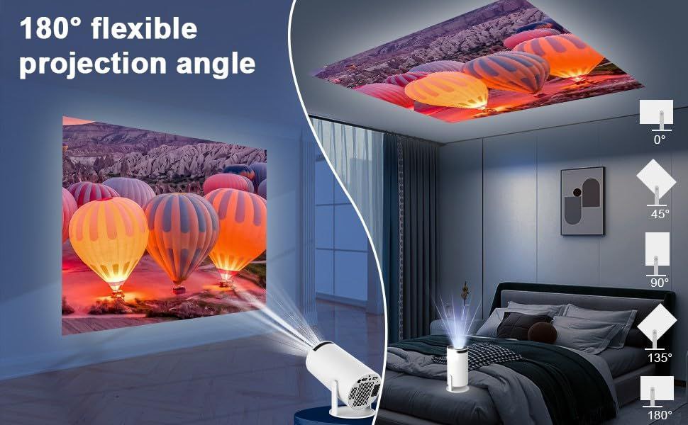 Portable Pro Android Projector, 4K 1080P Full HD Projector, Support Video Projector, WiFi 5G BT 5.0