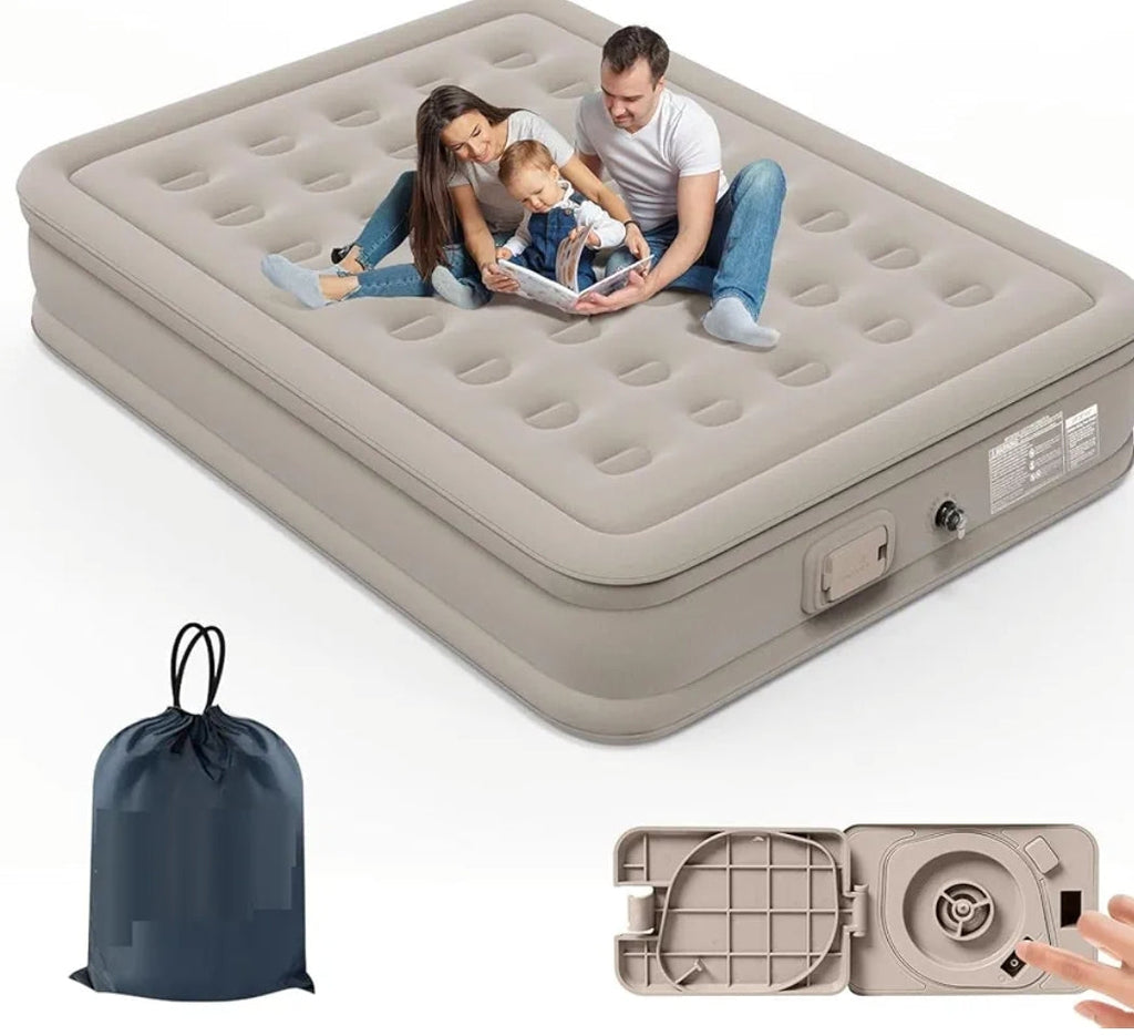 Airbed, Inflatable Mattress, 191x99x40cm, Brown, Waterproof, 200kg Capacity, Plush, Minimalist, Inflates in 3 Mins, Suitable for Home & Camping